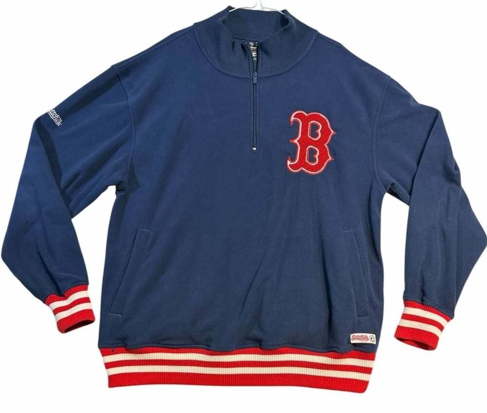 Boston Red Sox Stitches MLB 1/4 Zip Fleece Pullover Sweatshirt Mens XL